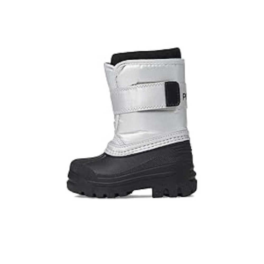 NEW Kids Polo Ralph Lauren Girls Everlee Silver Nylon/Black Winter Boots Size 1Y